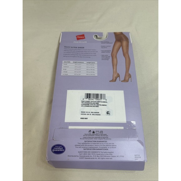 NEW 2 PAIR HANES CONTROL TOP NUDE PANTYHOSE SILKY ULTRA SHEER 10 DENIER - Picture 3 of 7